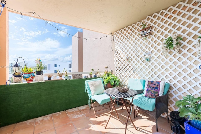 balcony with a patio area