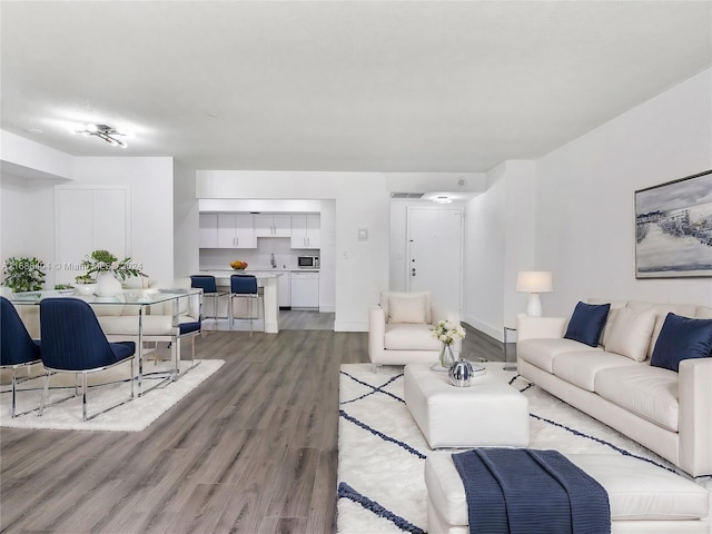 living room featuring light hardwood / wood-style flooring