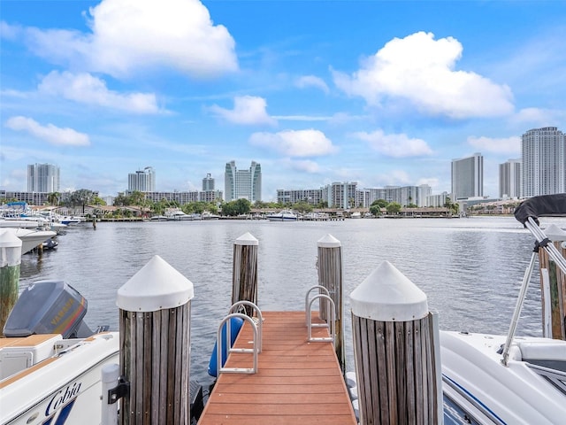 view of dock featuring a water view