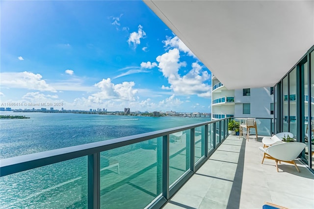 balcony with a water view