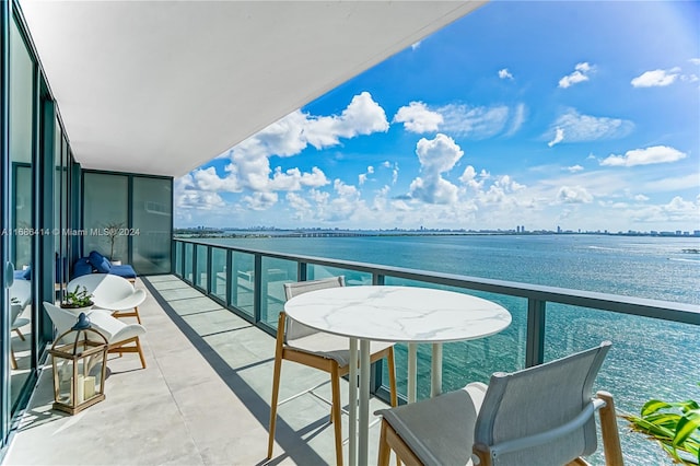 balcony with a water view