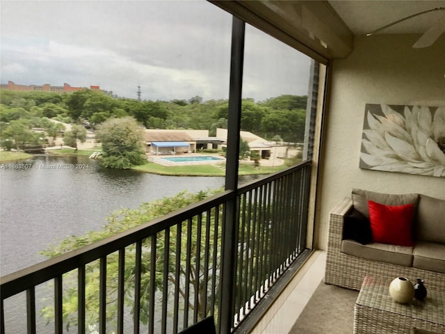 balcony with a water view