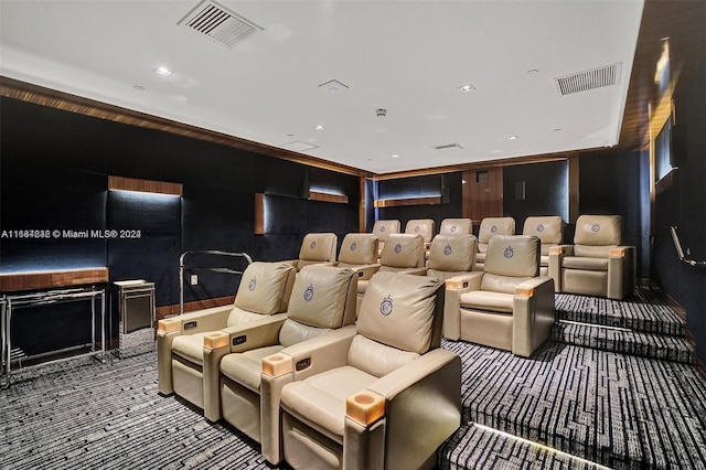 view of carpeted home theater room