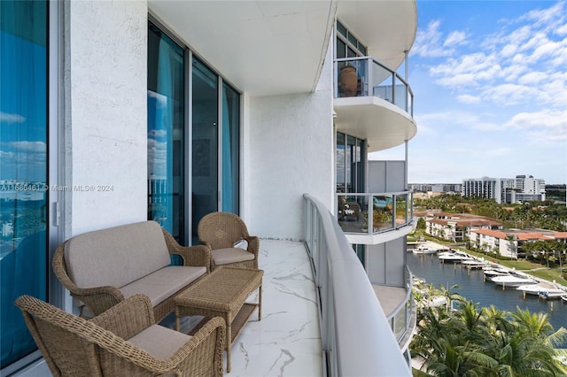 balcony with a water view