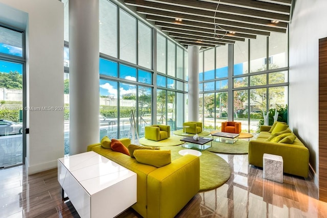 1600 SW 1st Ave Unit 1104, Miami, FL 33129 - lobby with a high ceiling and a wall of windows