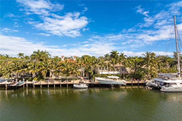 dock area featuring a water view