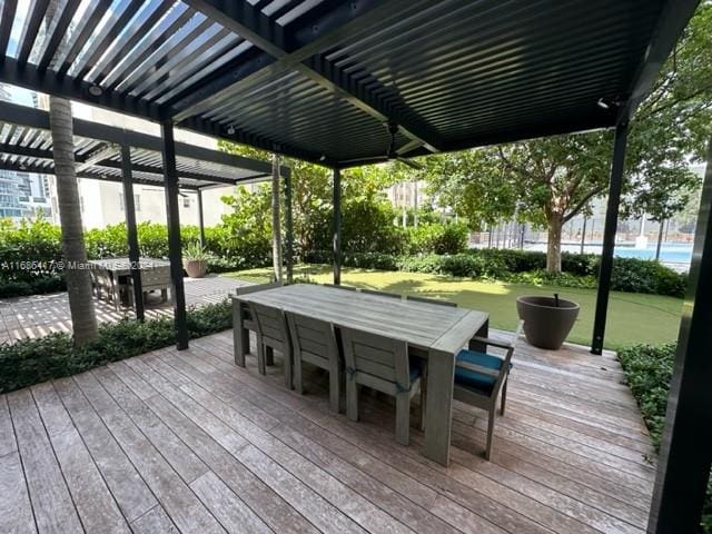 wooden deck with a pergola