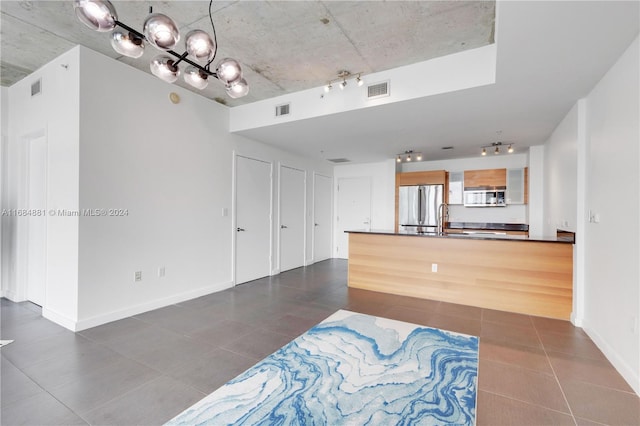 living room featuring sink