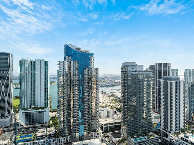 view of city with a water view