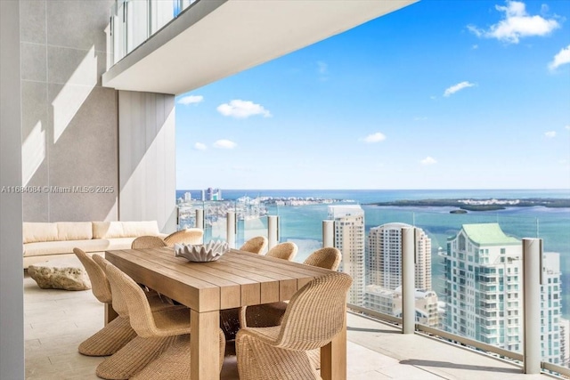 300 Biscayne Blvd Way Unit 5002Duplex, Miami, FL 33131 - balcony with outdoor dining area, a water view, and a city view