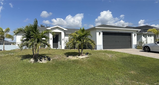 view of front of home with a garage and a front yard