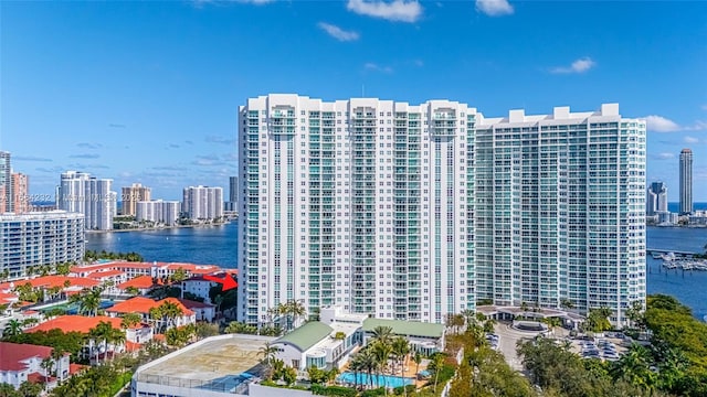 view of property with a water view