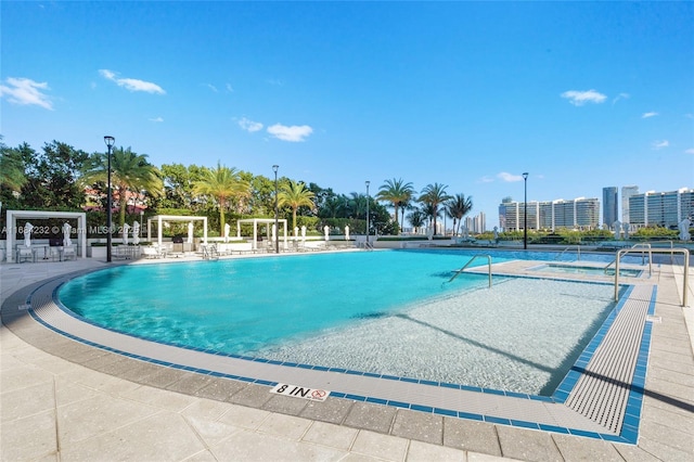 view of pool with a patio area