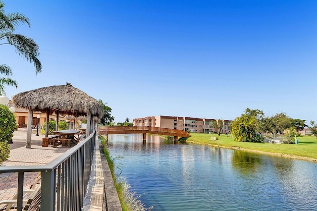 view of water feature featuring a gazebo