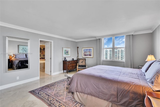 bedroom with ornamental molding