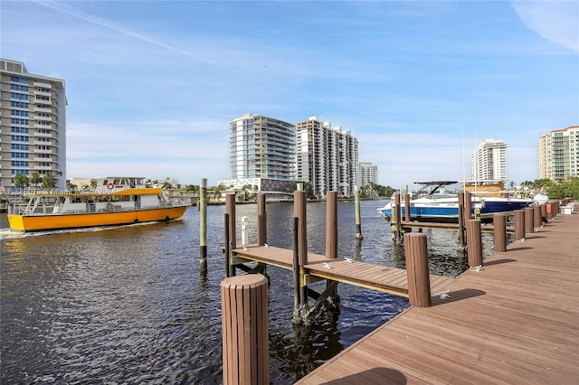 dock area featuring a water view