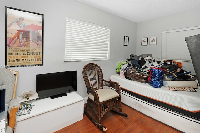 bedroom with hardwood / wood-style flooring