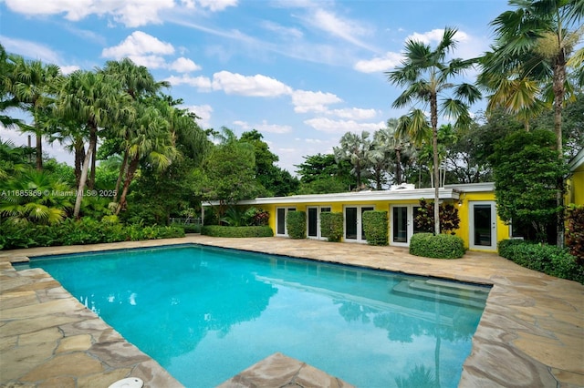 view of swimming pool with a patio area