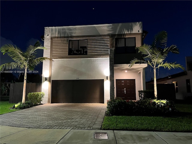 contemporary home featuring a garage