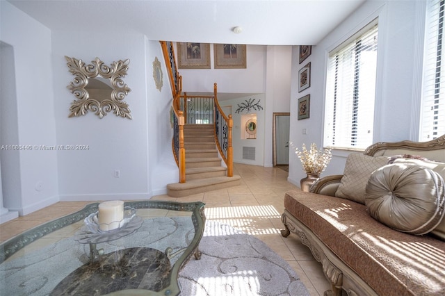 view of tiled living room