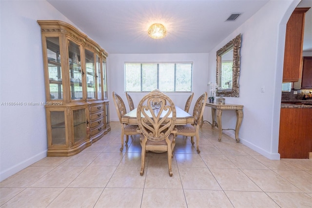 view of tiled dining room