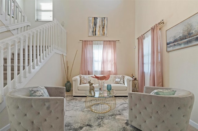 living room featuring a wealth of natural light