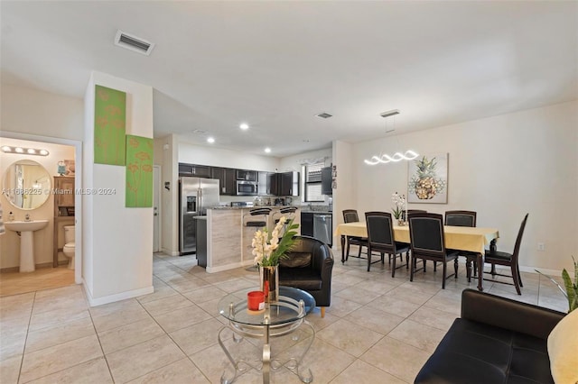 interior space with light tile patterned floors