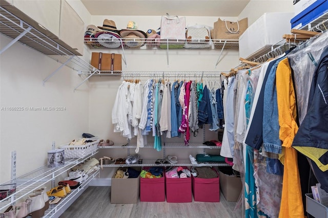 walk in closet featuring hardwood / wood-style floors