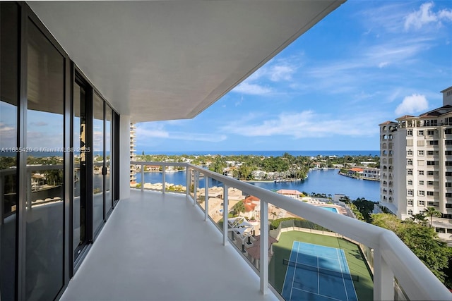 balcony with a water view