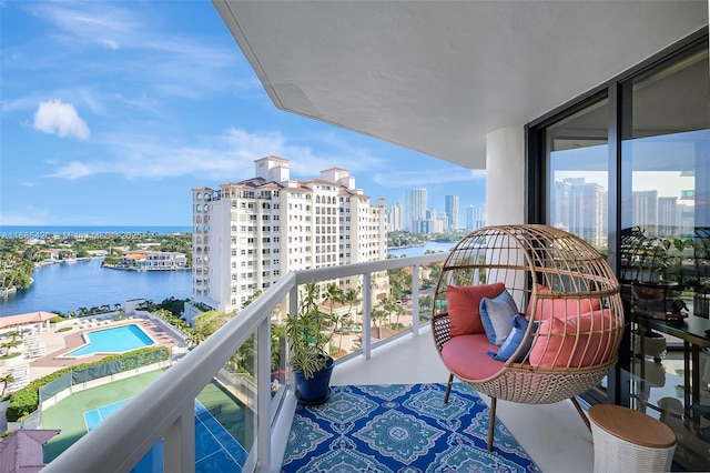 balcony with a water view