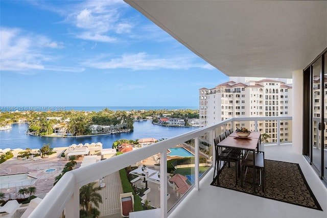 balcony with a water view