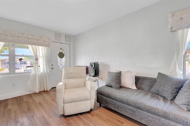 living room with hardwood / wood-style flooring