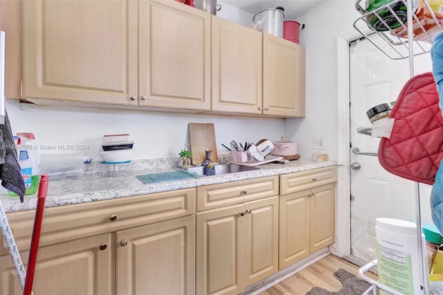 laundry room featuring sink and light wood-type flooring