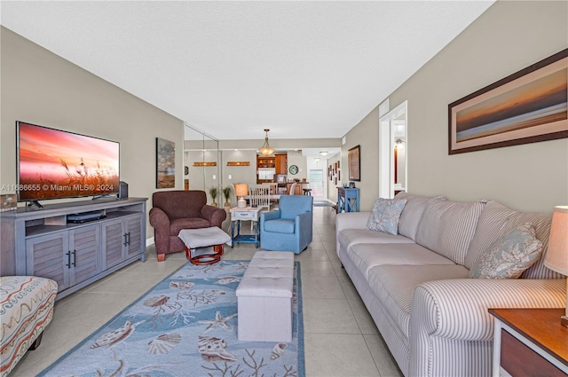 view of tiled living room