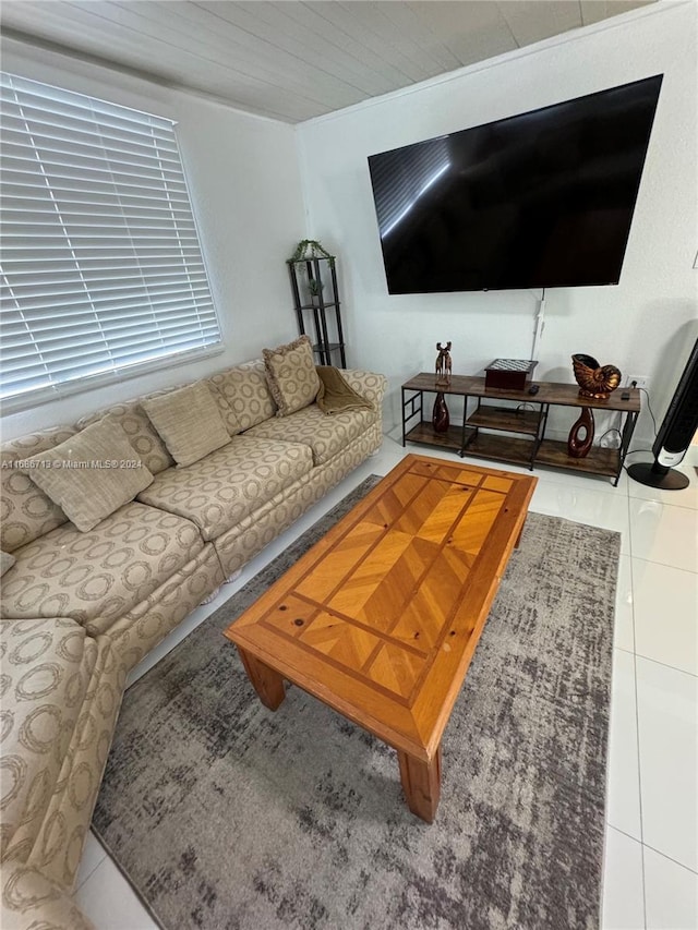 view of tiled living room