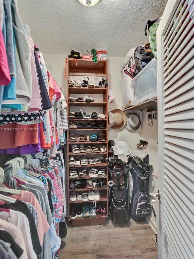 spacious closet featuring hardwood / wood-style flooring