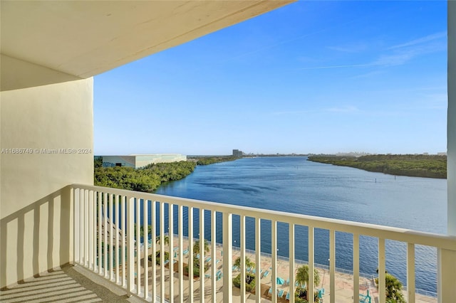 balcony with a water view