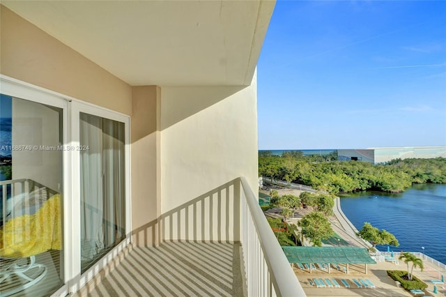 balcony with a water view