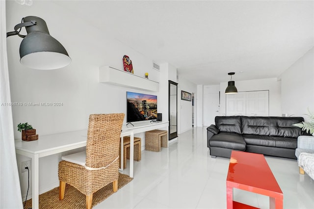 view of tiled living room