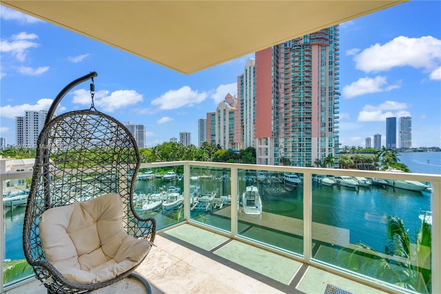 balcony with a water view