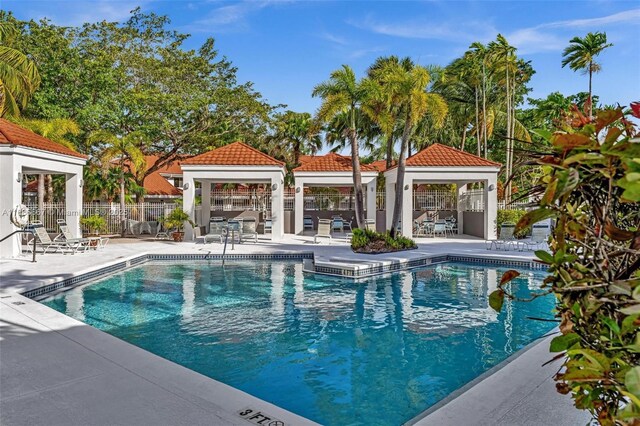 view of pool with a gazebo and a patio area