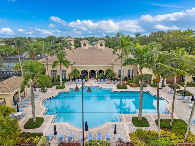 view of pool featuring a patio area