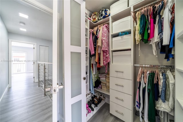 spacious closet featuring wood-type flooring