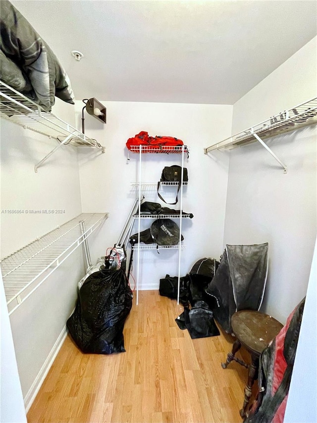 spacious closet with hardwood / wood-style flooring