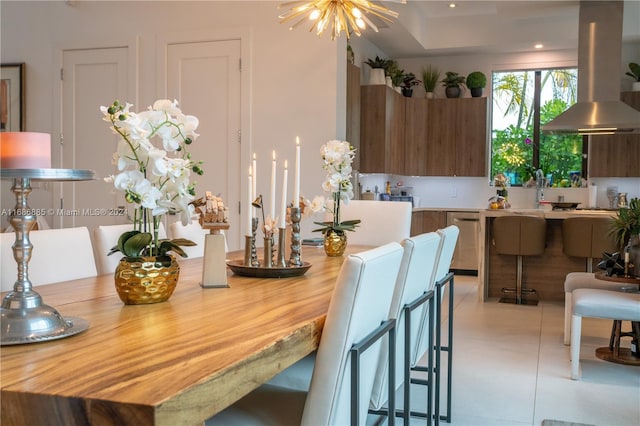 dining room featuring a chandelier