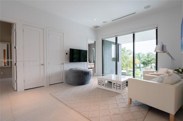 view of tiled living room