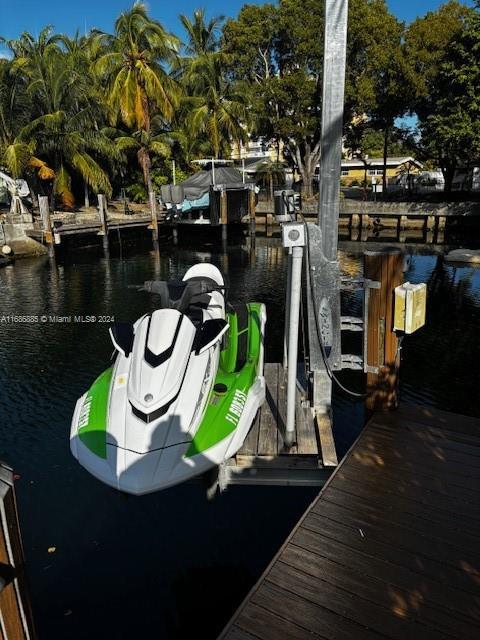 view of dock featuring a water view