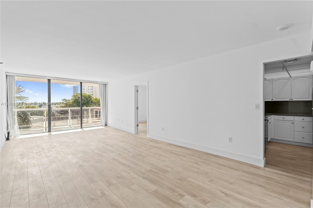 unfurnished living room with light wood-type flooring