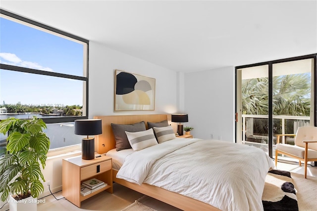 bedroom featuring floor to ceiling windows and multiple windows