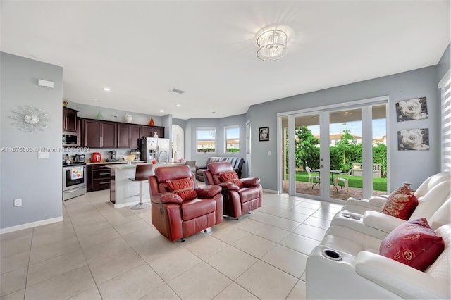 view of tiled living room